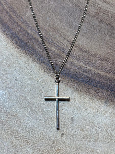 10K Gold Filled Cross on Gold Tone Chain in Wooden Box