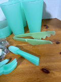 Green Plastic Kitchen Dishes - 45 Pieces