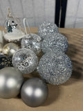 Ornament Lot: Silver, Gold, and White Tones