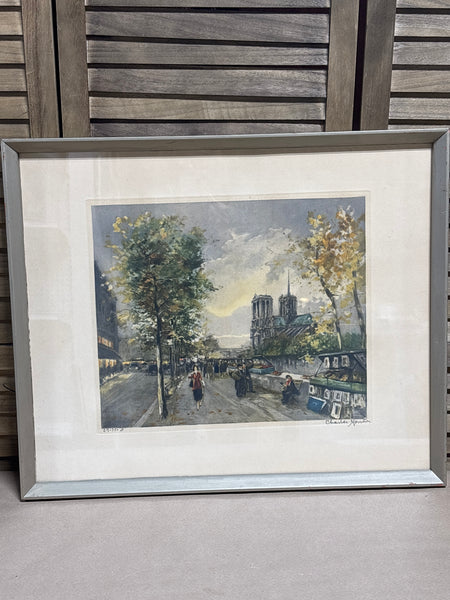 Color Etching Print of Paris by Charles Blondin; Signed & Numbered