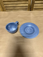 (A) Blue Pottery Barn Mug And Saucer