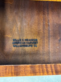 William & Mary Style Tiger Maple Tavern Table by Willis C Meadows, American Harvest, Williamsburg, VA