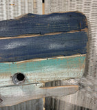 Distressed Wooden Slat Humpback Whale Hanging Decor with Tin Accents