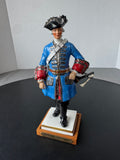 Maison du Roi Van Gerdinge Sitzendorf Porcelain French Soldier with Wooden Base & Box