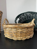 Trio of Green & Natural Woven Baskets