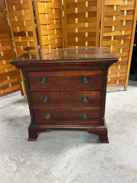 Three Drawer Night Stand with Protective Glass