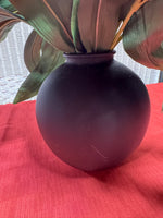 Faux Red Tulip Arrangement in Black Ceramic Pot