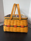 Longaberger 2000 Deck the Halls Christmas Basket with Fabric & Plastic Liners