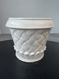 White Basket Weave Ceramic Planter