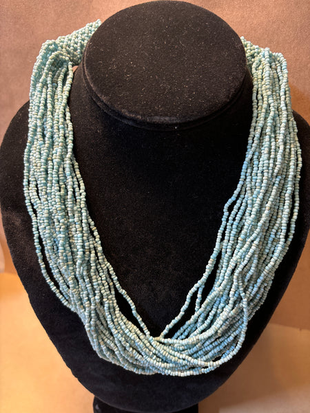 Multi Strand/Blue Beaded Necklace