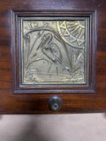 Wood And Brass Coal Scuttle With Metal Liner And Scoop