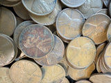 Large Lot of Assorted Pennies (Some Wheat) with 2 Eisenhower Dollar Coins