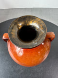 Rustic Wood Look Ceramic Double Handled Vase