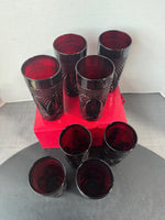 (A) 8-Piece Luminarc France Cristal d’Arques Ruby Red Tumblers Set