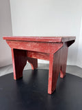 Brownish Red Crackle Painted Wooden Step Stool