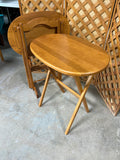 Pair of Folding Oval TV Tray Tables with Stand