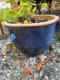 G-Large Blue Glazed Terracotta Planter (AS IS) See Description