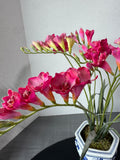 Faux Pink Freesia in Blue & White Chinoiserie Ceramic Pot