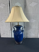 The Bradburn Gallery Blue Twist Handled Pottery Lamp (WORKS)