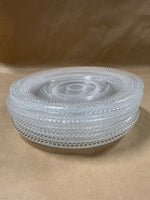 (A) Set Of 7 Clear Glass Hobnail Desert Plates