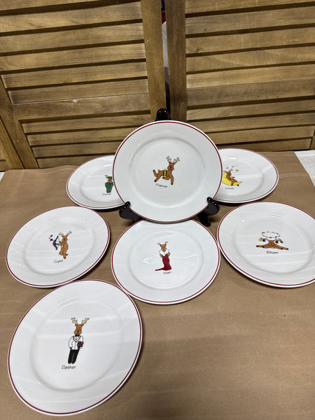 (B) Rainbow Mountain Christmas Reindeer Plates — 7
