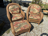 B-All Weather Wicker Chair Pair and Ottoman w/Sunbrella Fabric Cushioms