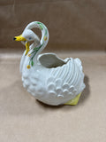 Ceramic Floral Swans Planter