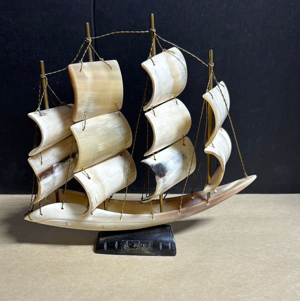 Vintage Bone Ship Sculpture