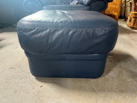 Blue Vinyl/Faux Leather Chair and Ottoman