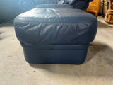 Blue Vinyl/Faux Leather Chair and Ottoman