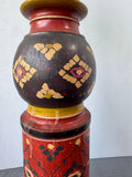 Bohemian Hand Painted XL Vintage Wooden Candle Holder (A)