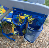 Blue Pineapple Tommy Bahama Back Pack Low Sitting Beach Chair with Pillow & Cooler Pocket