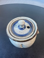 Speckled Signed Pottery Lidded Garlic Keeper Pot
