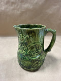 Majolica Style Green Floral Pitcher