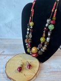 Layered Beaded Necklace & Earrings Set