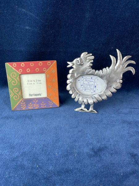 Two Small Whimsical Metal Picture Frames