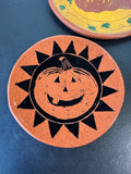 2-Piece Stamped Glazed Redware Fall/Halloween Decorative Plates