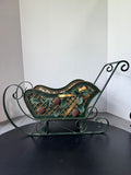 Green Metal Scroll Decorative Sleigh