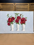Red Peonies Original Painting on Canvas by Ginger Olansen; Signed