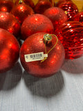 Pier 1 Red Plastic Ornament Balls (26) and Red Tinsel Garland (2 Packs)