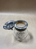 Etched Mustard Jar With Silver Lid