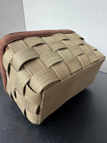 Pair of Sturdy Olive Canvas Woven Storage Baskets