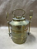 Brass Tiffin 3 Tier Lunch Box With Fork And Spoon