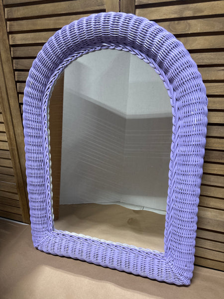 Purple Arched Wicker Mirror