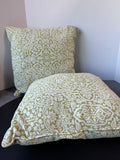 Pair of Smith & Hawken Green & White Floral Damask Pillows
