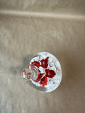 Red And White Clear Glass Floral Paper Weight