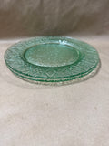 2 Indiana Vintage Pressed Glass Dinner Plates Green Diamond Pattern