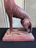Red Cast Resin Vintage Heavyweight Whippet Dog Statue