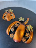 Pair of Metallic Metal Hanging Pumpkins
