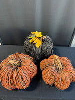 Trio of Painted Grapevine Pumpkins